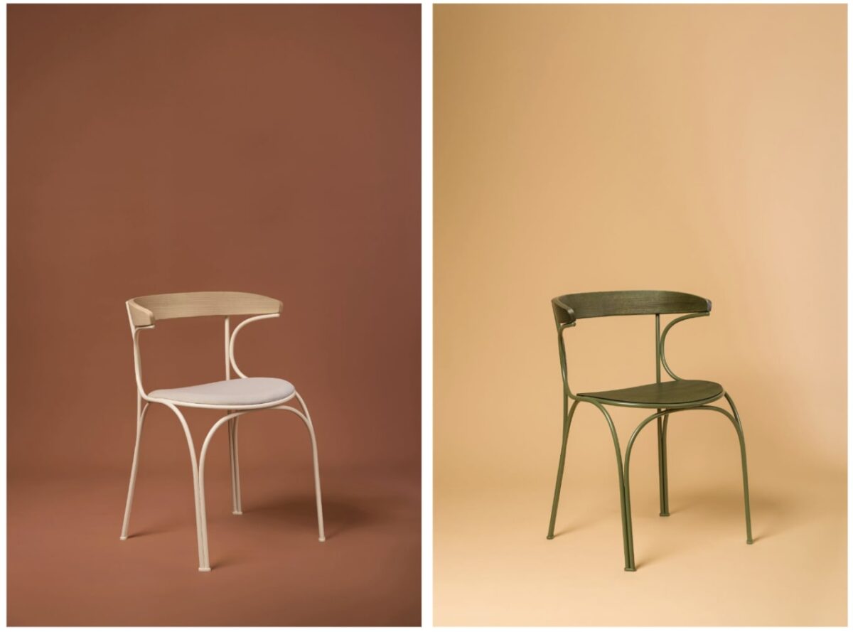Due versioni della sedia Ample realizzata da Studio Nichetto per Gebrüder Thonet Vienna