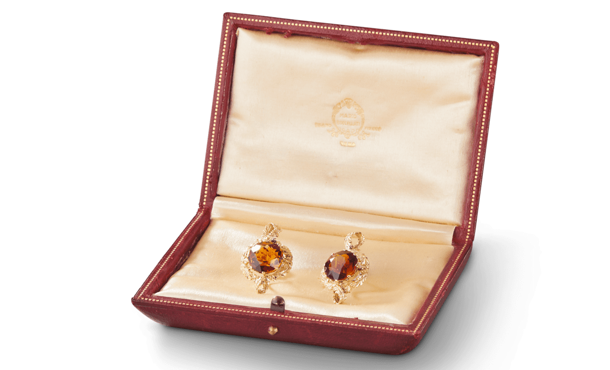 Button Earrings with case designed by Mario Buccellati in 1948