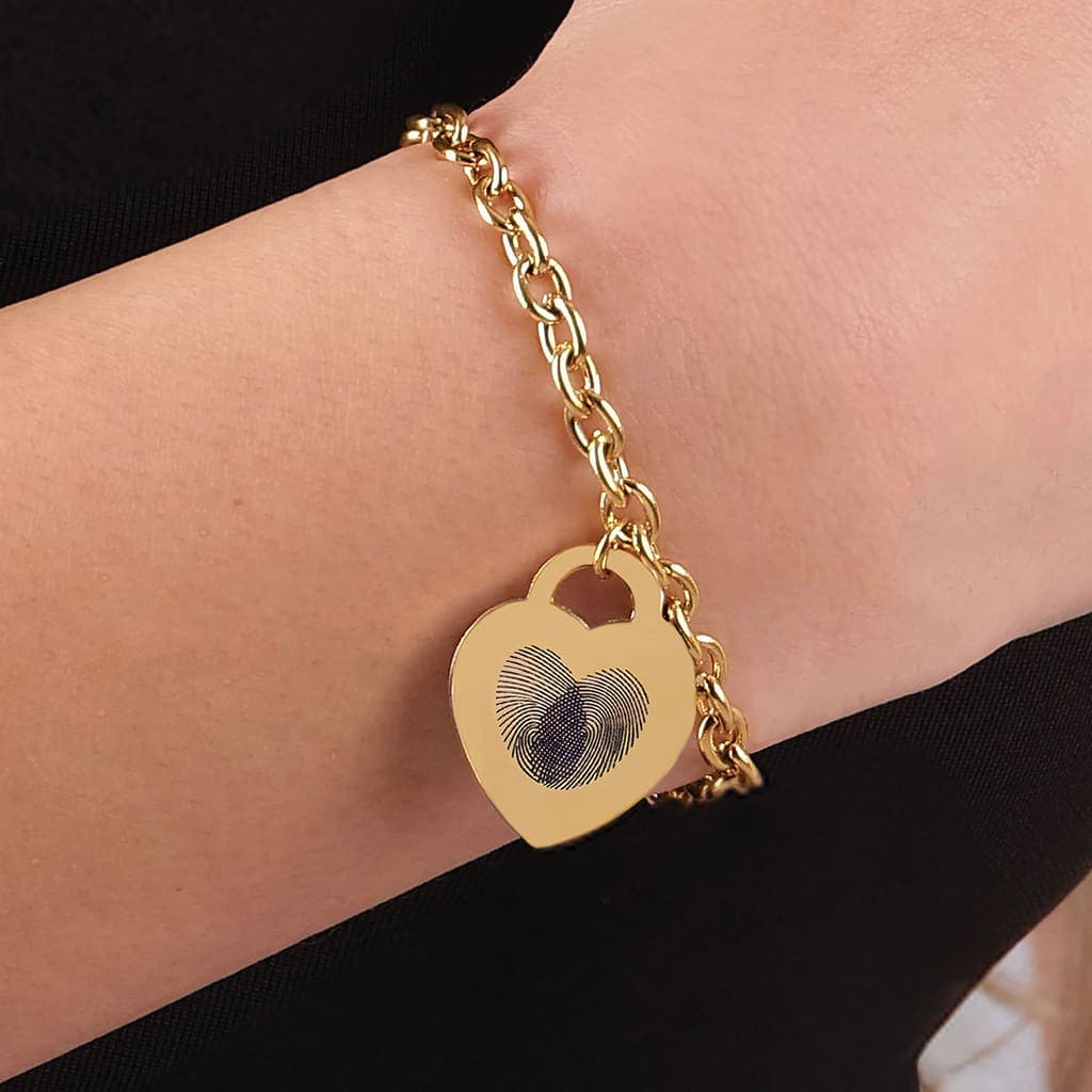 Bracciale Amen con cuore oro e impronta digitale personalizzabile, Primavera Estate 2025