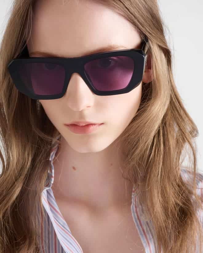 occhiali da sole donna prada symbole oversize acetato geometrico tendenza primavera estate 2025 €370