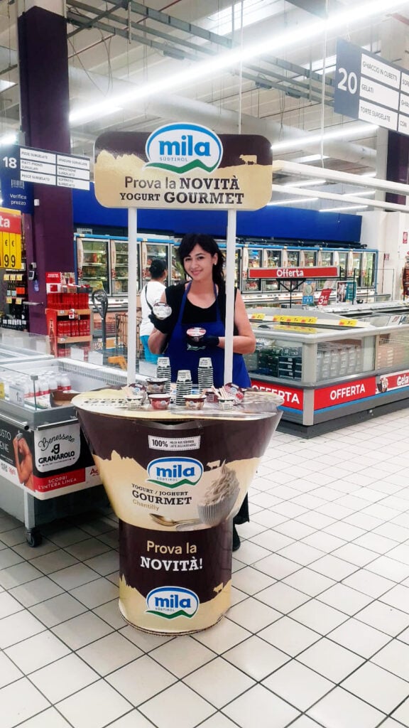 stand promozione nuovi yogurt 2025 Mila Yogurt Gourmet latte di montagna Alto Adige