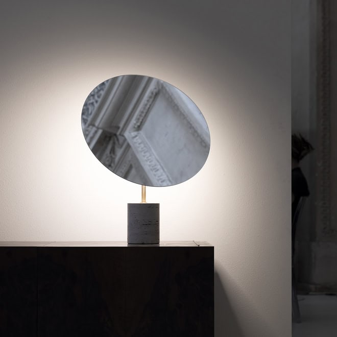 lampada Calvino Davide Groppi in marmo travertino design 2025 lampada da tavolo moderna per soggiorno elegante e casa contemporanea