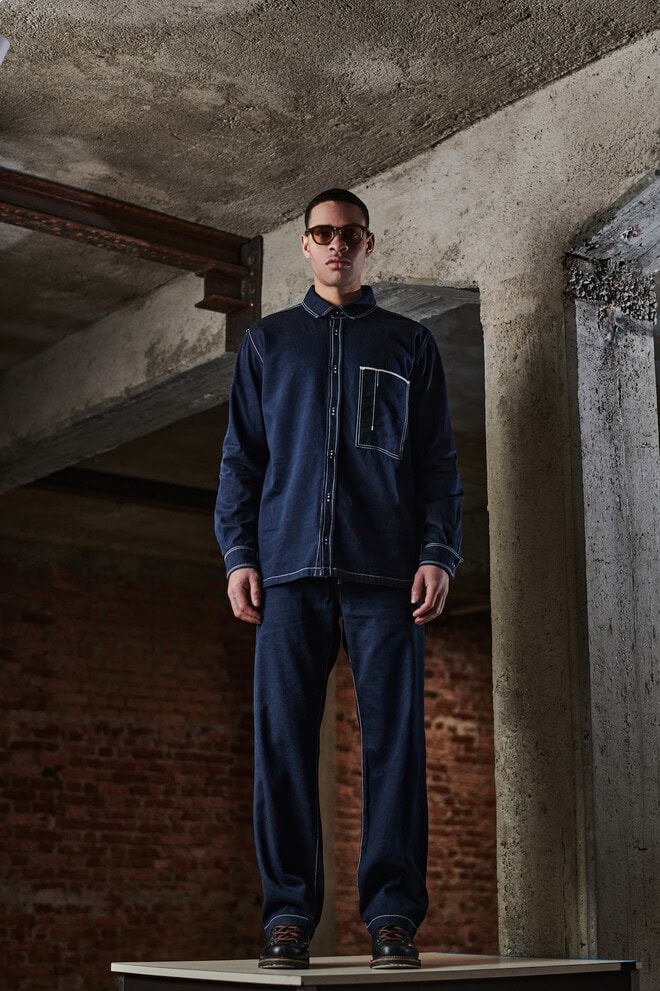 total look TRC uomo FW25 abbigliamento workwear contemporaneo in denim rigenerativo e fibre naturali