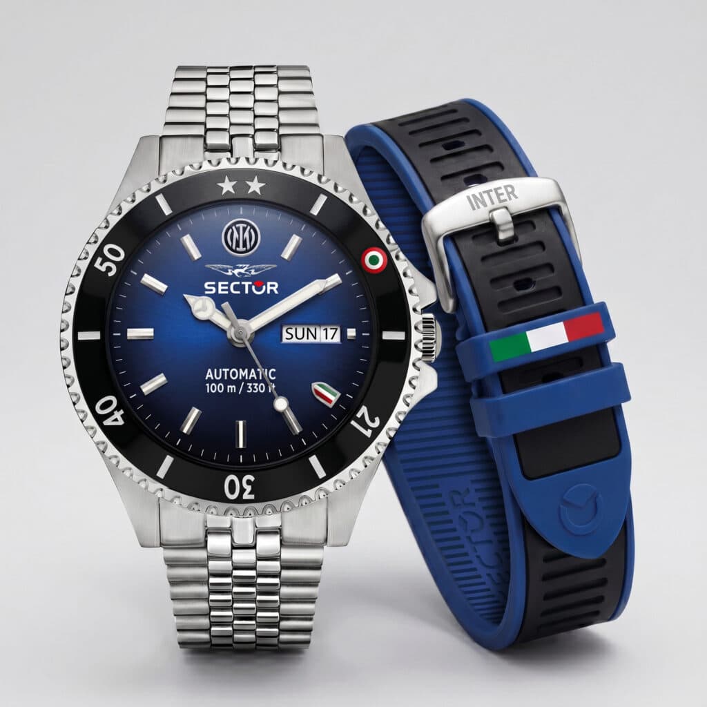 Orologio Inter x Sector scudetto 2026 automatico quadrante blu con cinturino silicone nerazzurro