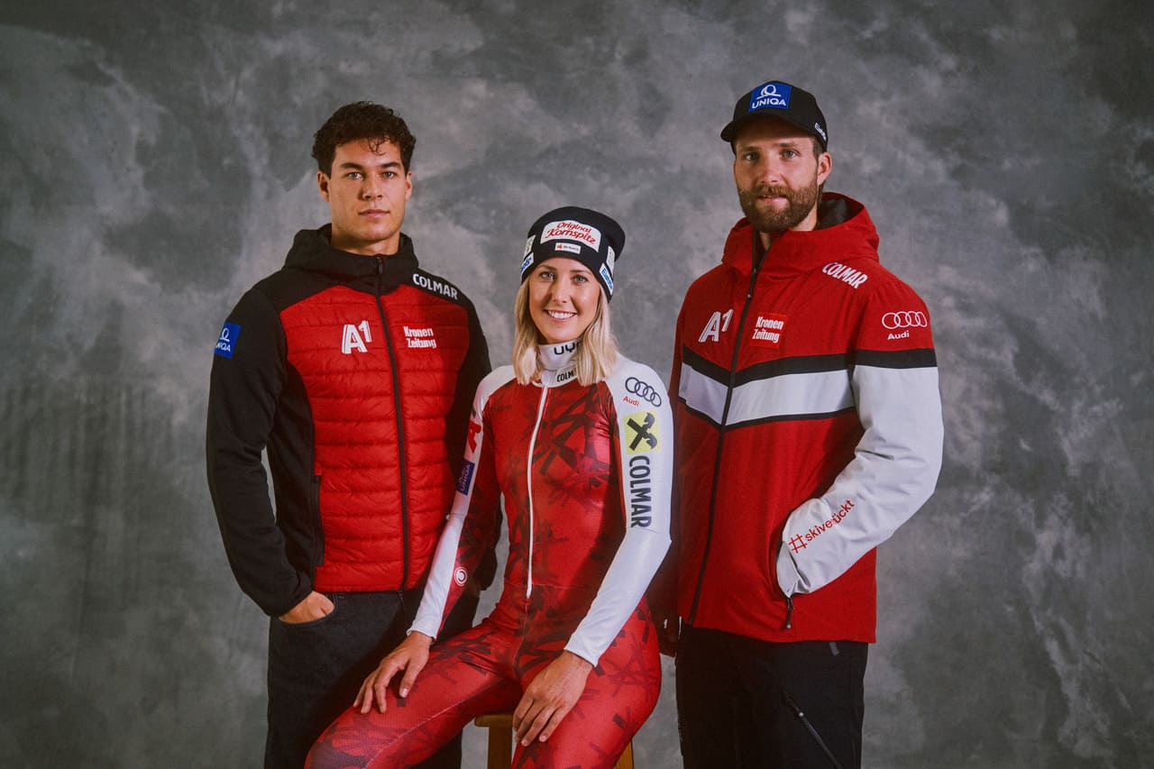 Atleti Ski Austria con capi Colmar per la collezione sci AI 2026 2027