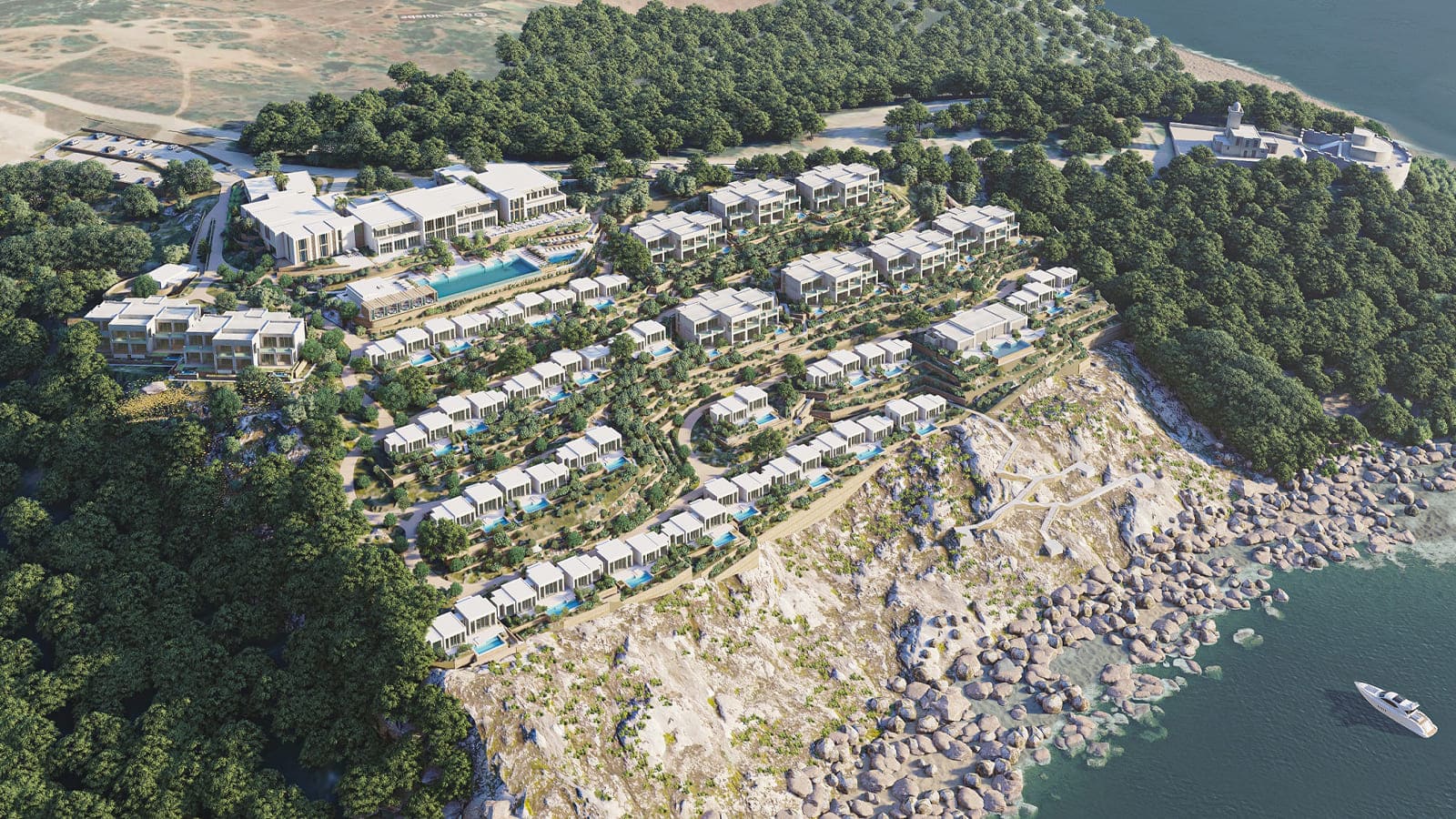 Rendering del Four Seasons Resort Tangier a Cap Malabata in Marocco