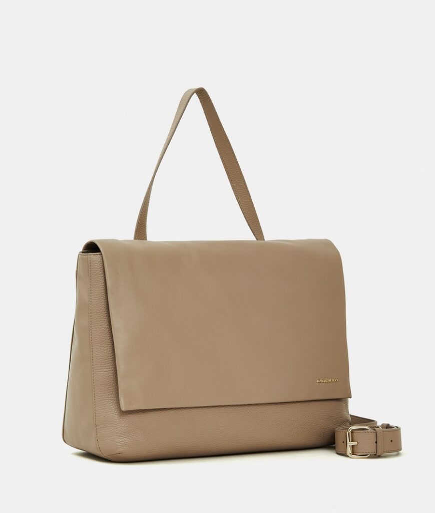 Borsa beige in pelle Mandarina Duck Daisy con patta AI 2026/27