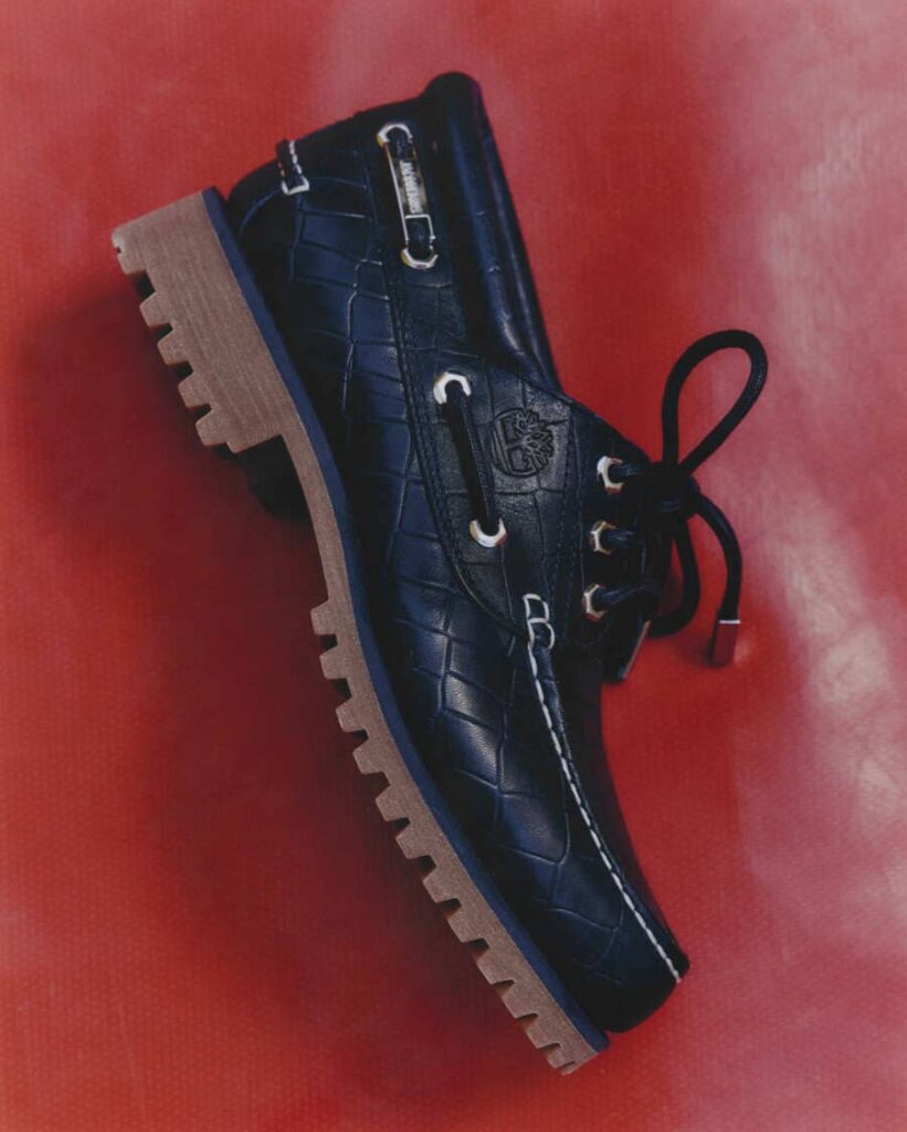 Profilo della Timberland x Jacquemus Authentic Boat Shoe Navy Croc